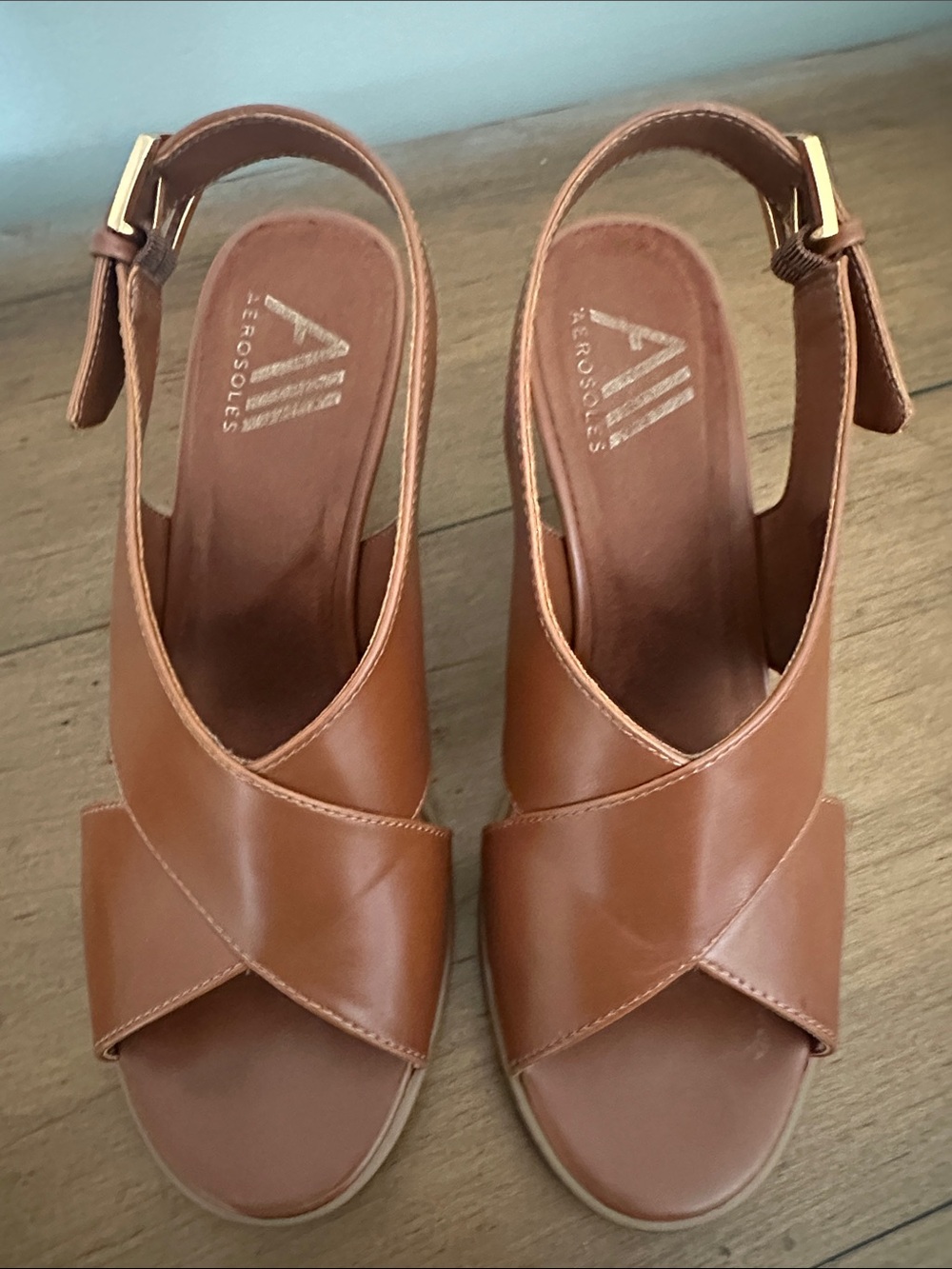 Aerosoles Hollis Cognac Slingback Heeled Dress Sandals, Size 9